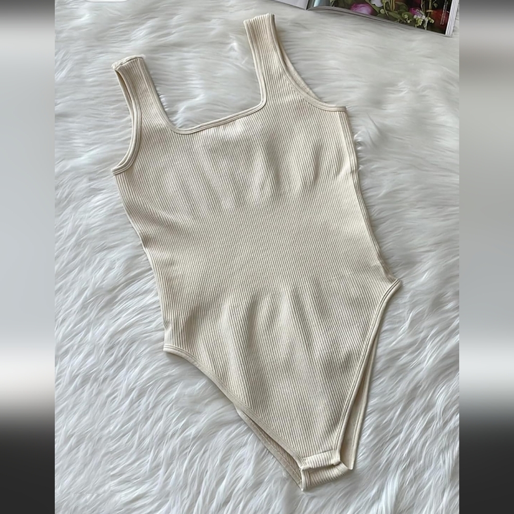 NANKEY STAR Tank Tops Bodysuits Ribbed Sleeveless Square Neck Shapewear New